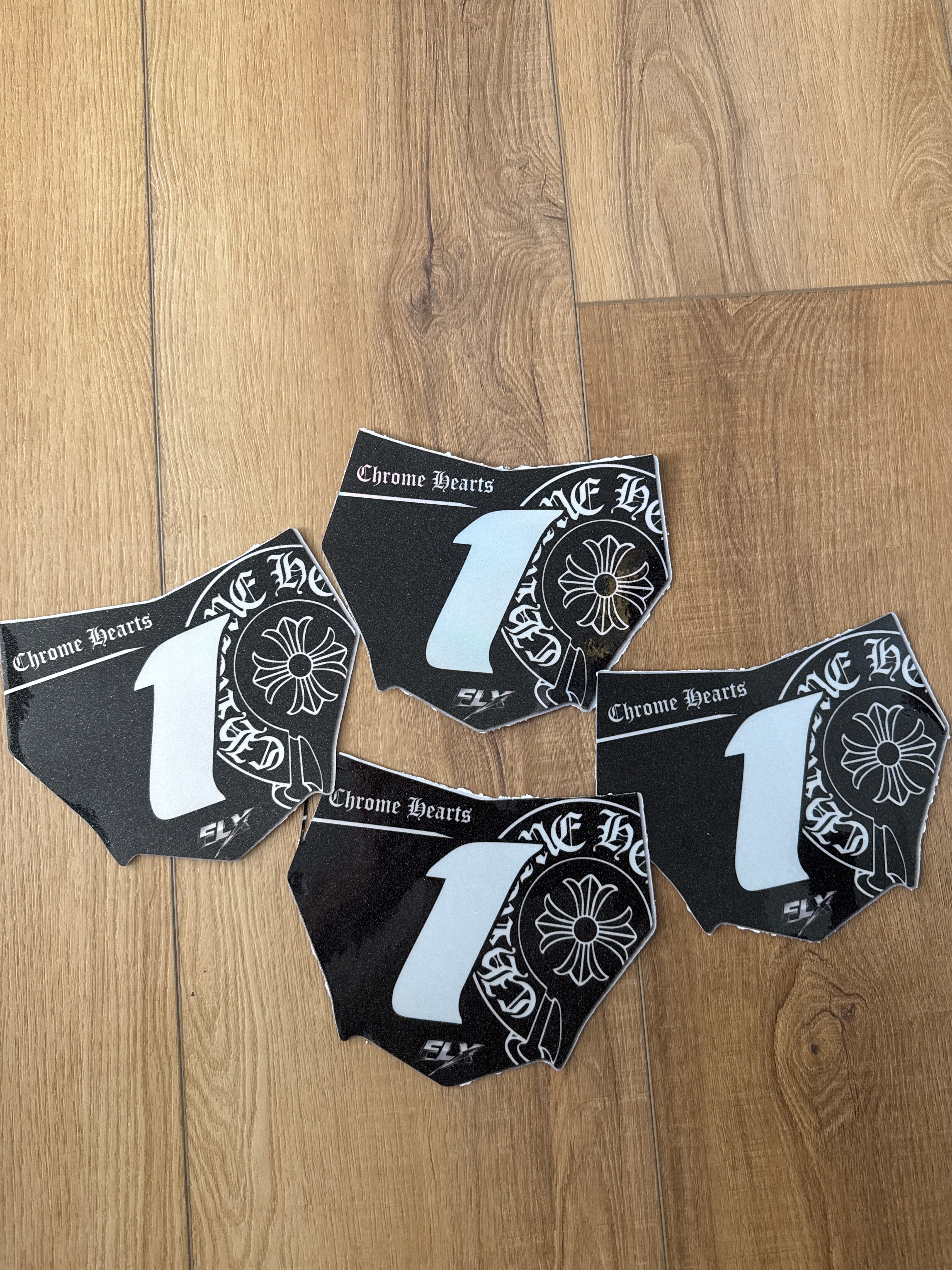 Glossy Motocutz Plates with FLX Chrome Hearts Decal